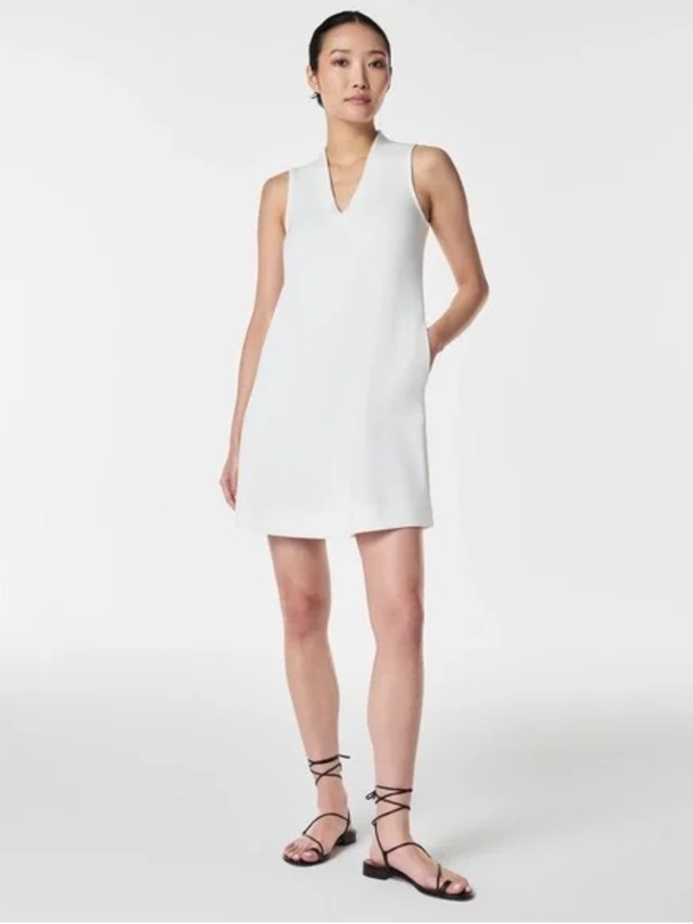 Spanx Air Essentials V-Neck Mini Dress White Plus Size 2XL Travel Comfort